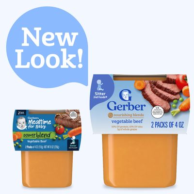 Gerber Baby Food 2nd Foods, Dinner, Vegetable &amp; Beef Puree, 4 Ounce Tubs, 2-Pack (Pack of 8)