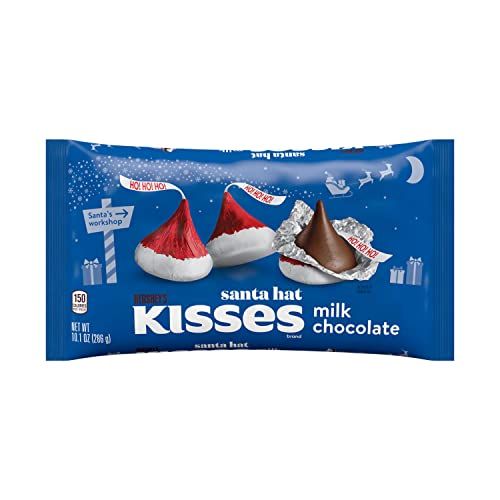 HERSHEY&#39;S KISSES Milk Chocolate Santa Hat, Christmas Candy Bag, 10.1 oz