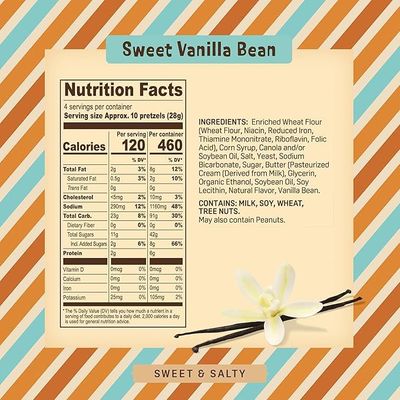 Vanilla Bean Flavor Pretzels - 4 Oz Gourmet Snack, Crunchy Bite-Sized Treats with Rich Butter Toffee Coating - Perfect for Sharing & Indulging Austin Pretzel (Pack of 4)
