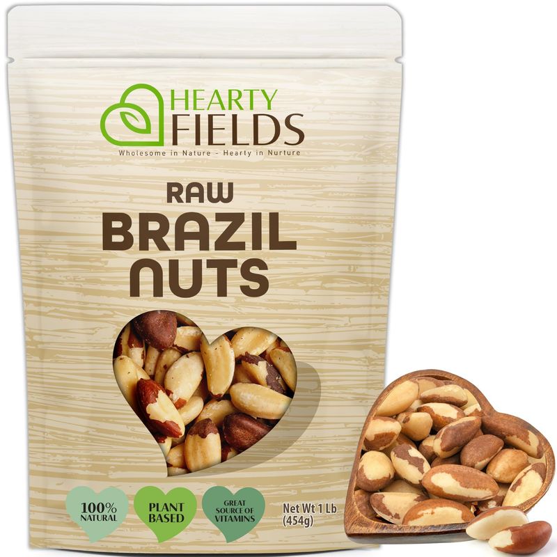 Hearty Fields - Raw Brazil Nuts Unsalted, No Shell, Whole, (16 Oz - 1 LB) Wholesome In Nature - Hearty In Nurture Healthy Protein Food Snack, Natural Keto Friendly Vegan Kosher