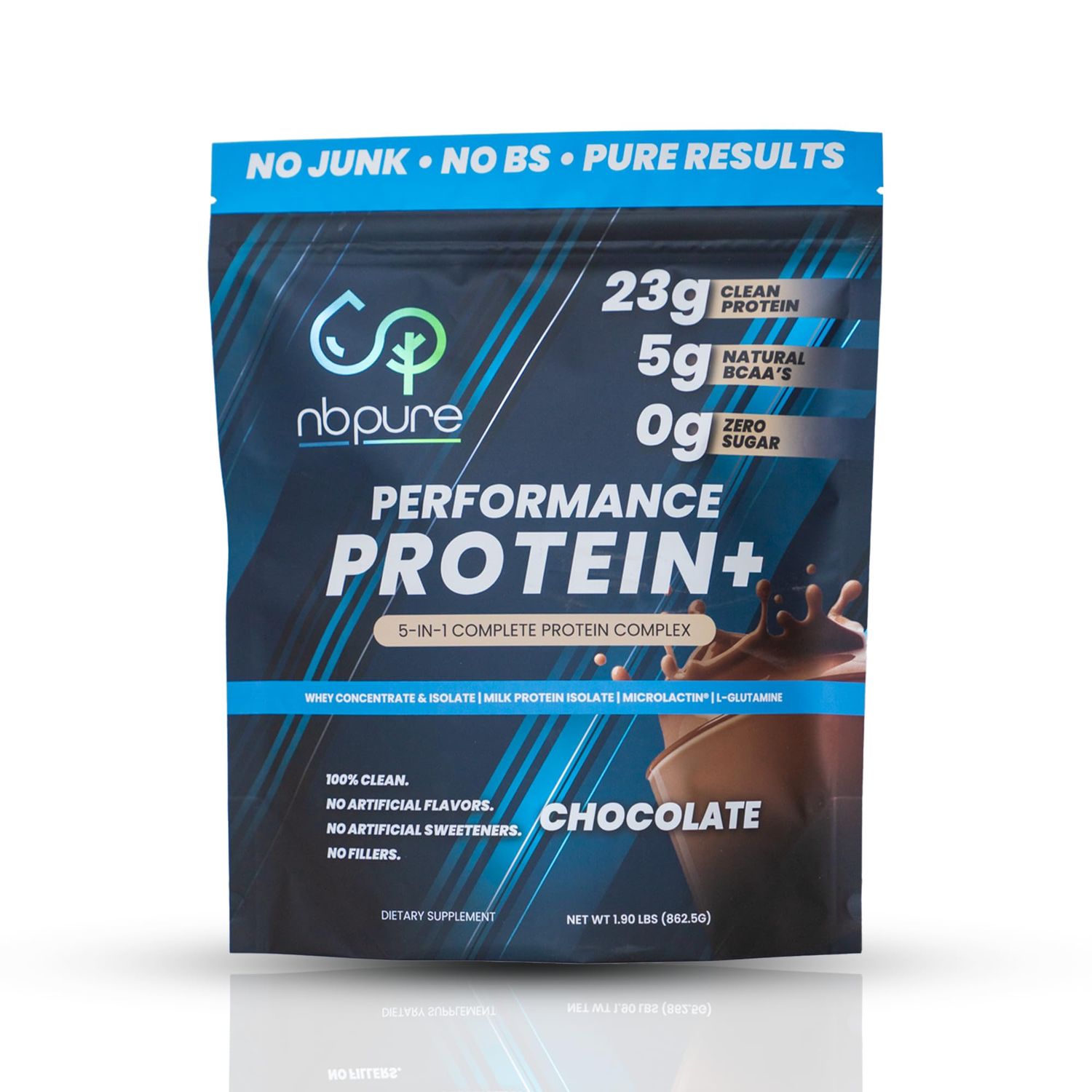nbpure Performance Protein: Natural Protein Blend- 23g Whey Isolate &amp; Concentrate  Milk Protein Isolate- Clean, Healthy Protein Powder - Nothing Artificial, Chocolate