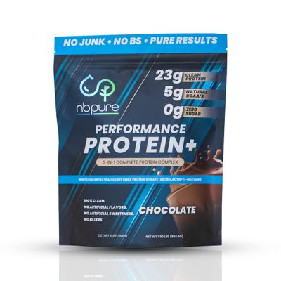 nbpure Performance Protein: Natural Protein Blend- 23g Whey Isolate &amp; Concentrate  Milk Protein Isolate- Clean, Healthy Protein Powder - Nothing Artificial, Chocolate