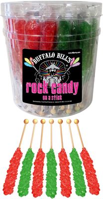 Buffalo Bills Christmas Rock Candy On A Stick (36-ct tub green and red rock candy crystal sticks)