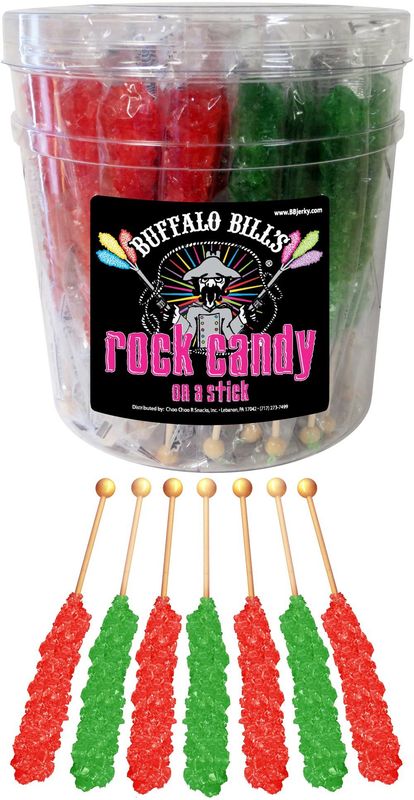 Buffalo Bills Christmas Rock Candy On A Stick (36-ct tub green and red rock candy crystal sticks)