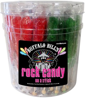 Buffalo Bills Christmas Rock Candy On A Stick (36-ct tub green and red rock candy crystal sticks)