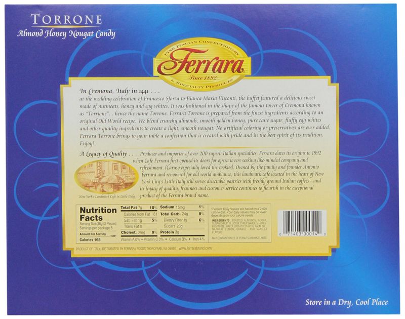 Ferrara Torrone, Almond Honey Nougat Candy, 7.62 Ounce (Pack of 4) - Packaging May Vary