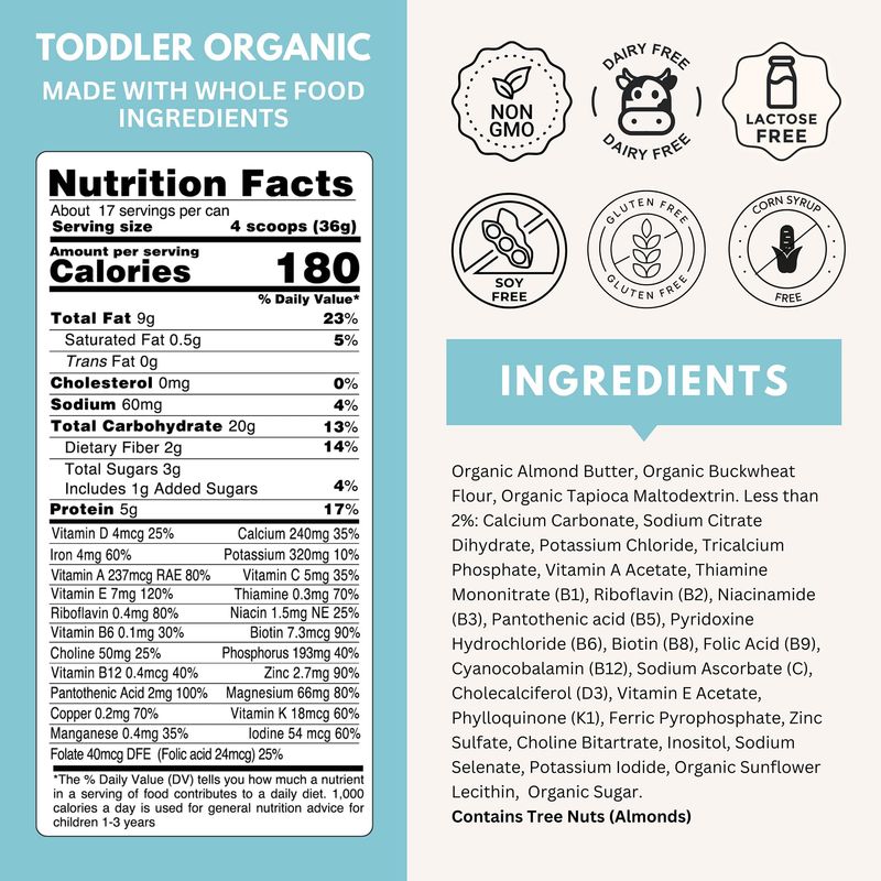 Else Nutrition Toddler Formula 12-36 mo., Plant Based Toddler Nutritional Drink - Soy &amp; Dairy Free, Lactose Free - Complete Baby Formula (12-36 mo.), Protein Powder w/ 20 Vitamins (22oz, 1-Pack)