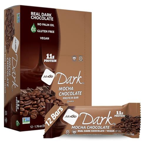NuGo Dark Mocha Chocolate, 11g Vegan Protein, 200 Calories, Gluten Free,12 Count (Pack of 1)
