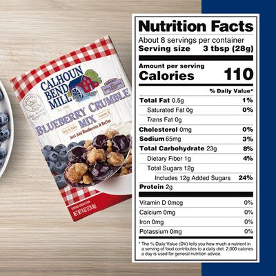 Calhoun Bend Mill Blueberry Crumble Mix  Delicious Easy to Make Crumble Dessert  Perfect for Blueberries or Your Favorite Fruits  Classic Dessert  Ideal for Baking Enthusiasts - 8 Oz (Pack of 1)