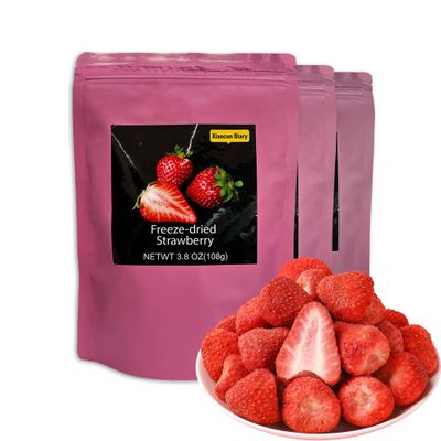 Xiaocun Diary, Freeze Dried Whole Strawberries, Fruits Snacks 3.8 OZ(3 Pack), Dry Strawberry Crisps, Natural Yummy Dehydrated Strawberry Slices, Resealable Bag