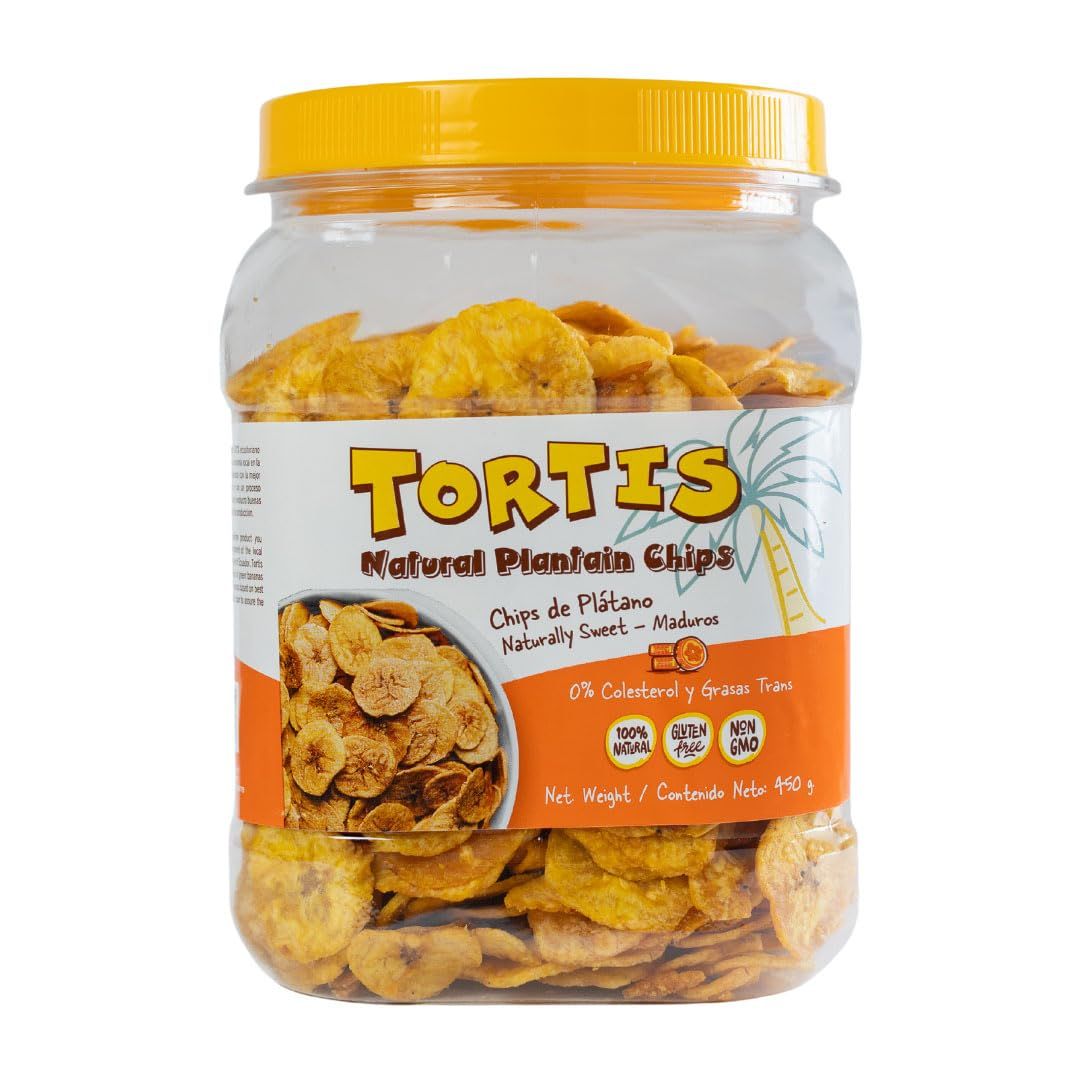 TORTIS Natural Plantain Chips, Healthy Snacks, Non-GMO, Chifle Bulk 15.87 Oz (Naturally Sweet)