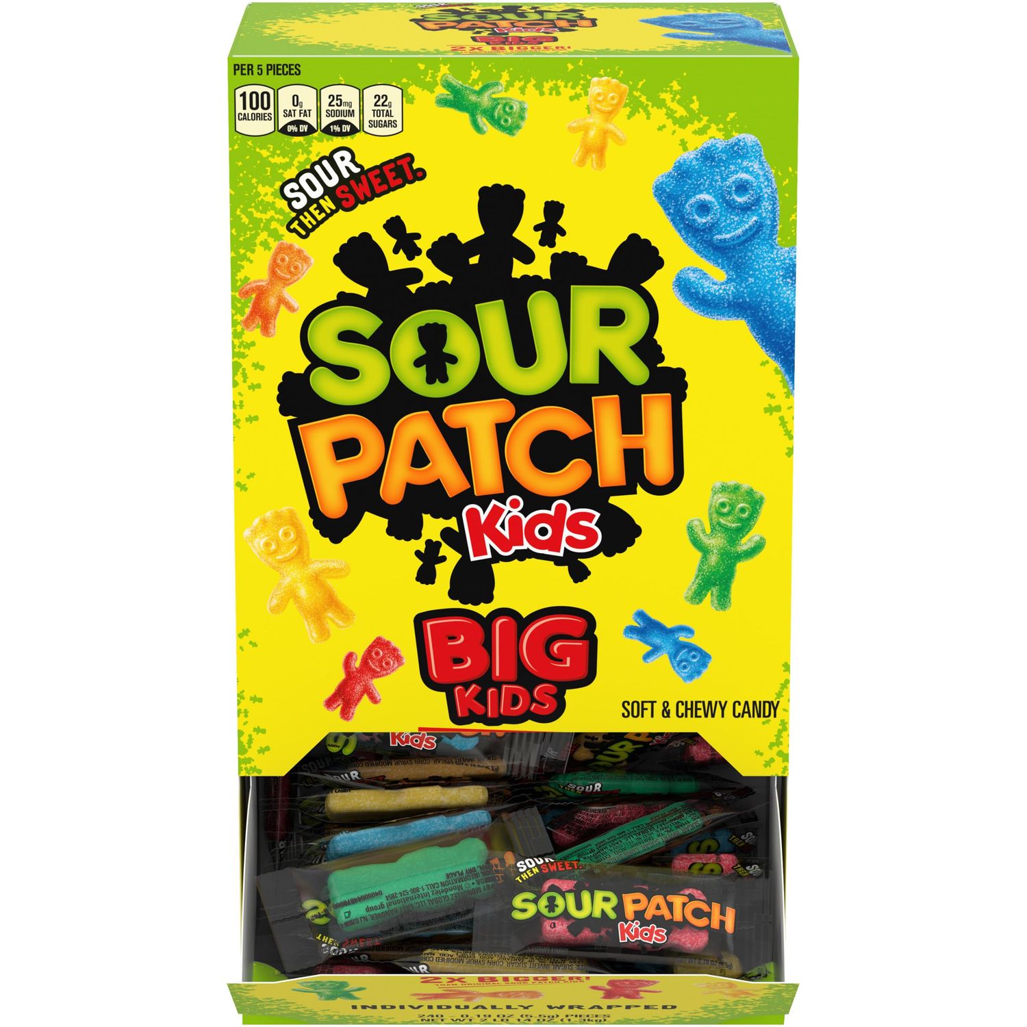 SOUR PATCH KIDS Big Individually Wrapped Soft &amp; Chewy Candy, Bulk Candy, 240 Count Box