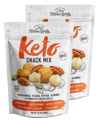 Natures Garden Keto Snack Mix - Probiotic Cheese Balls, Crunchy Keto Snack, Keto Snack Mix, All Natural, Heart Healthy Nuts - 24 oz Bag (Pack of 2)
