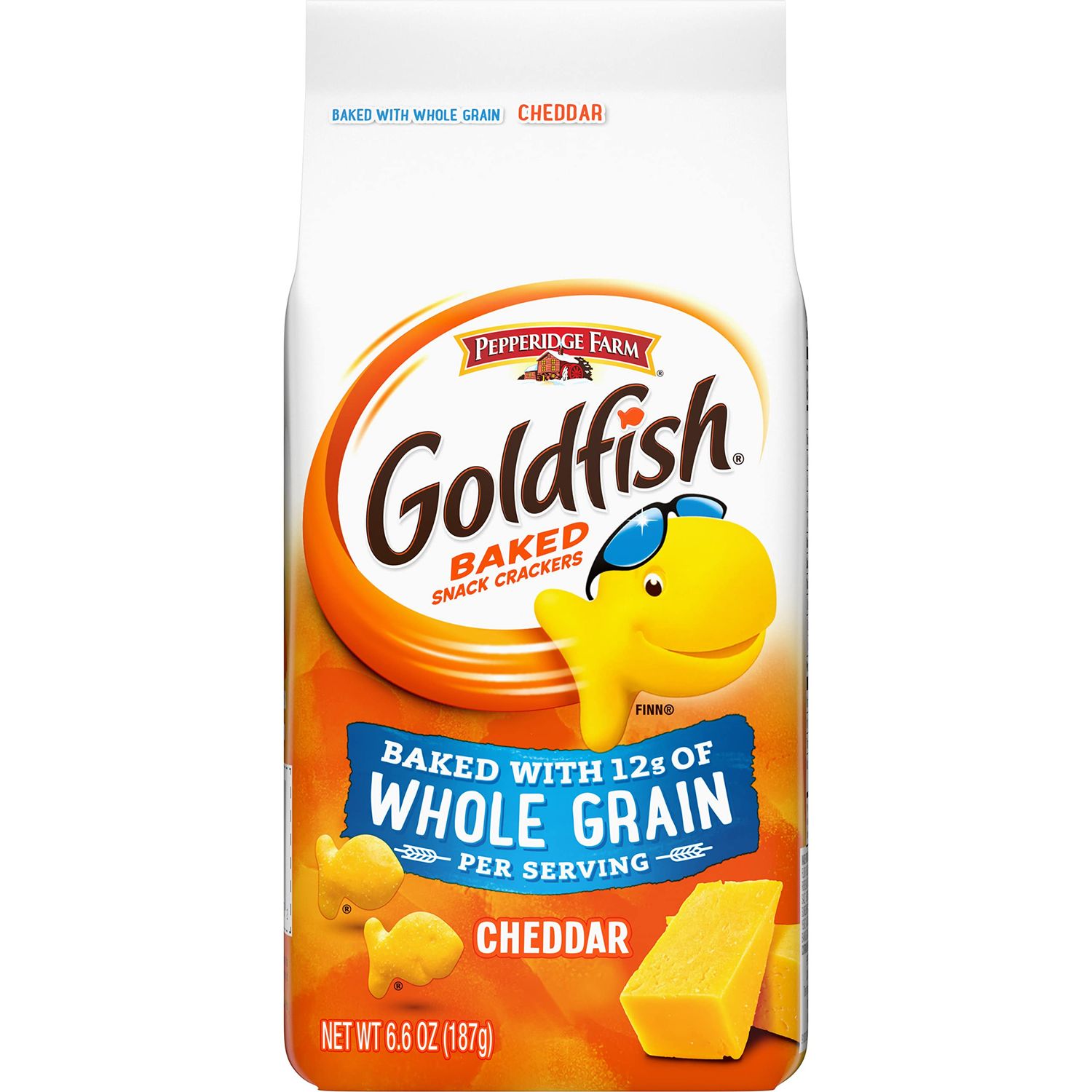 Pepperidge Farm Goldfish Cheddar Crackers, Baked with Whole Grain, 6.6 Oz