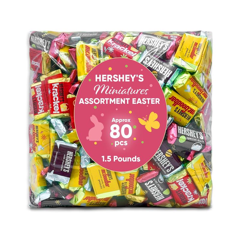 Miniatures Easter Assortment (80 Pieces) - 1.5 lbs - Milk Chocolate, Krack, Special Dark, Goodbar - Perfect for Snacking &amp; Sharing