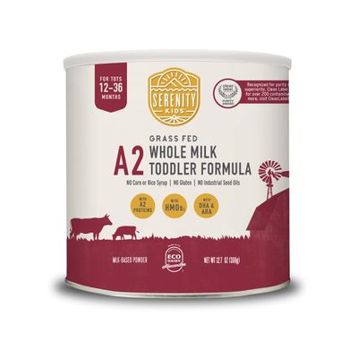 Serenity Kids 12 Months Toddler Milk Formula Powder - Grass Fed Organic A2 Whole Milk - 12.7oz Can - Clean Label Project Purity Award Certified - 1 Count - Toddler Formula