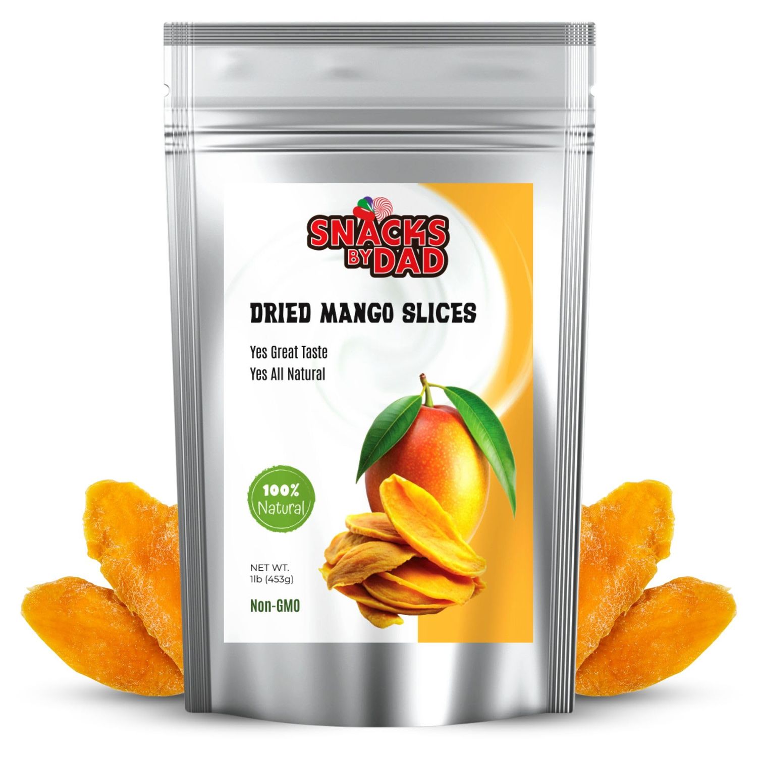 Dried Mangoes Non-GMO Dry Mango  Vegan School Snack Bag  Healthy, Gluten Free Dried Mango  Perfect Office Snack On-the-Go  Mango Dried Slices / 1 lb Resealable Snack Pack