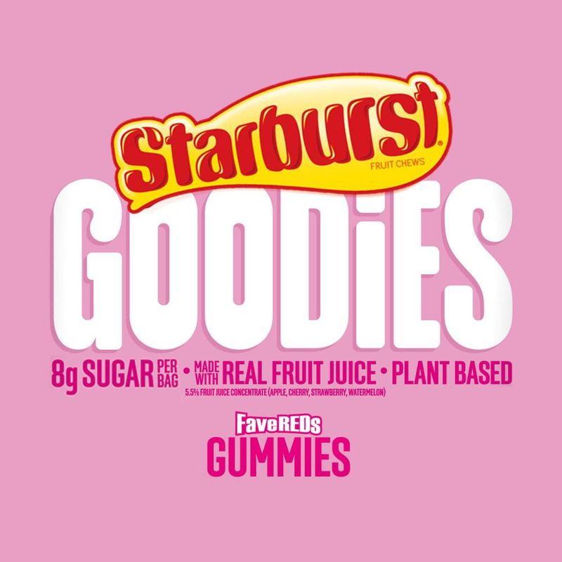 STARBURST GOODIES FaveREDS Plant-Based Fruit Gummy Candy, 1.8 Oz Bags (Pack of 12)
