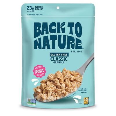 Back to Nature Classic Granola Cereal - Gluten Free, Non-GMO, Plant Based Snacks made with Whole Grain Rolled Oats - 12.5 Ounce (Pack of 6)