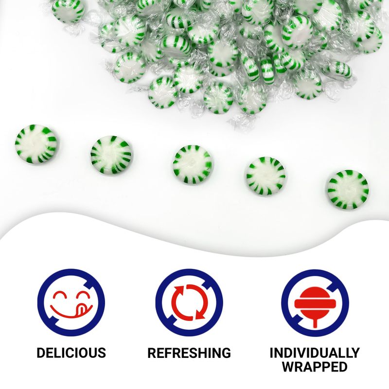Starlight Spearmint Candy - 2 Pound Bulk (Approx 170 Pieces) Individually Wrapped Mints - Refreshing Green &amp; White Spearmint Hard Candy Discs - Holiday Candy Spearmints
