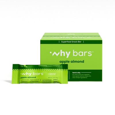 Why Bars, Protein Bars, Apple Almond, 2.04 Ounce Bars (Pack of 12 Protein Bars) - Protein Bar Superfood, Gluten Free, Non GMO, Organic, Vegan, Simple Ingredients
