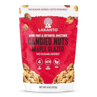 Lakanto Candied Nuts Maple Glazed - No Sugar Added, Sweetened with Monk Fruit, 3 Net Carbs, Keto Diet Friendly, Vegan, On the Go Snack Anytime (Maple Glazed)
