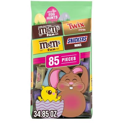 Mars M&amp;M&#39;S, SNICKERS &amp; TWIX Milk Chocolate Candy Easter Basket Stuffers, 85 Ct Bulk Bag