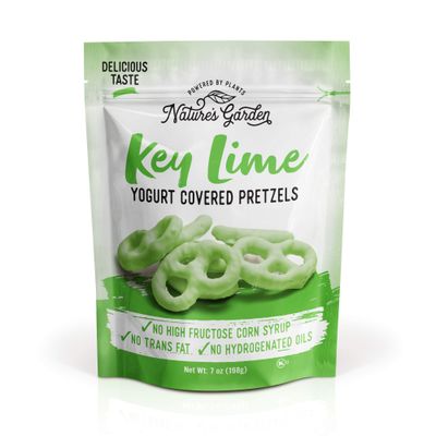 Nature&#39;s Garden Key Lime Yogurt Covered Pretzels - No Trans Fat, Indulgent Snack, Key Lime Pie Flavored Pretzels - 7 Oz Bag (Pack of 1)