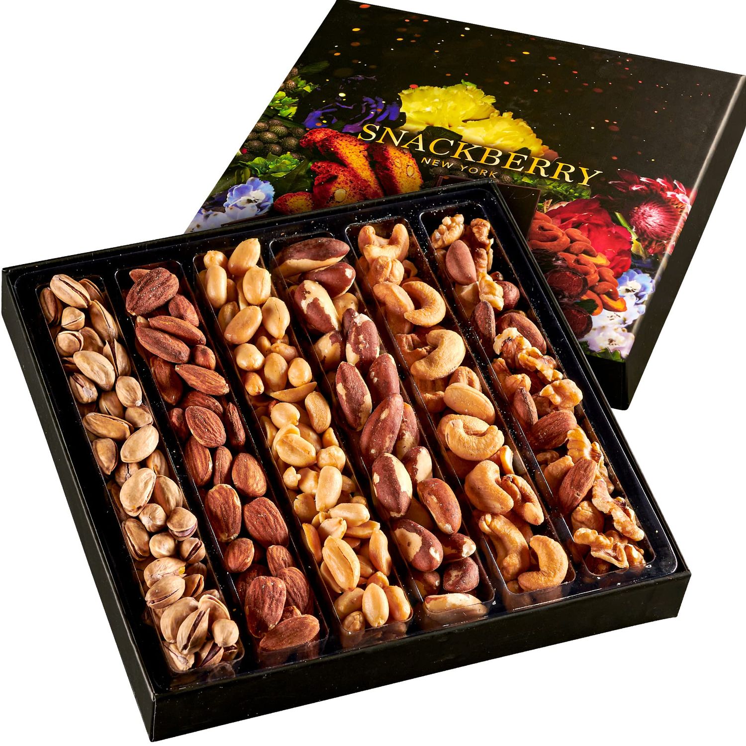 Nuts Gift Basket, Gourmet Snack Box,in Elegant Box, Gift Set For, Birthday Party, Care Package, Sympathy, Healthy Gift, Gift for Men and Women. Kosher, Snackberry (Single)