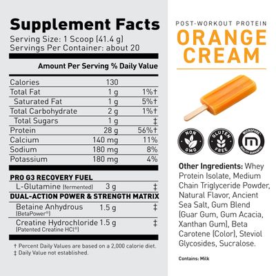 Kaged Post Workout Protein Powder Re-Kaged 28g Whey Protein with Creatine, Glutamine & Betaine for Muscle Growth & Recovery Low Sugar 20 Servings Orange Cream