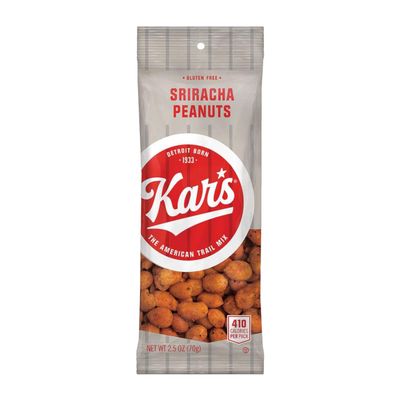 Kars Nuts Spicy Hot Sriracha Peanuts, 2.5 oz Individual Snack Packs - Bulk Pack of 36, Gluten-Free Snack Mix