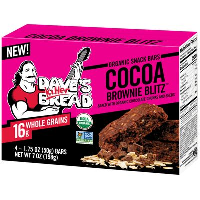 Dave's Killer Bread Cocoa Brownie Blitz Organic Snack Bars, 4 Individually Wrapped Snack Bars (Pack of 2)