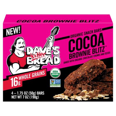 Dave&#39;s Killer Bread Cocoa Brownie Blitz Organic Snack Bars, 4 Individually Wrapped Snack Bars (Pack of 2)