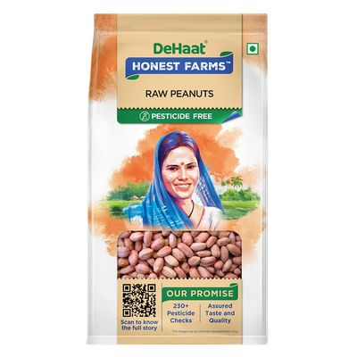 DeHaat Honest Farms Pesticide Free Raw Unsalted Peanuts  Healthy, Plant Based Protein Snack  High-Protein, Nutrient-Rich &amp; Non-GMO  Party &amp; After School Snacks  17.64 Oz (500gm)