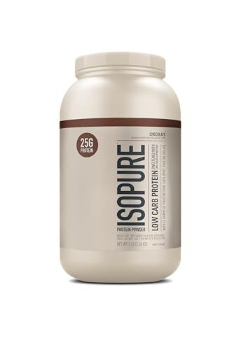 Isopure Low Carb 100% Pure Whey Isolate Protein Powder, Lactose Free, Gluten Free, With Vitamins, Chocolate, 25g Protein Per Serving, 3 Lbs, 39 Servings