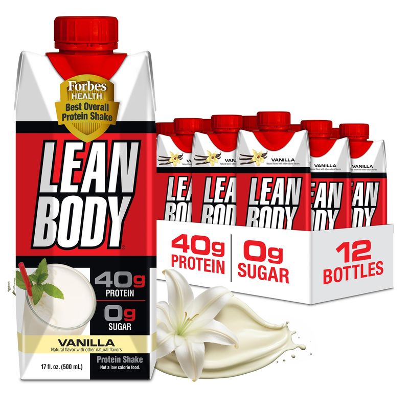 Lean Body Ready-to-Drink Vanilla Protein Shake, 40g Protein, Whey Blend, 0 Sugar, Gluten Free, 22 Vitamins &amp; Minerals, 17 Fl Oz (Pack of 12) LABRADA