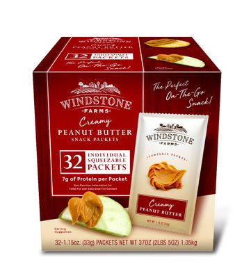 Windstone Farms Creamy Peanut Butter 32ct 1.15oz Snack Packet, 1.15oz Snack Packets