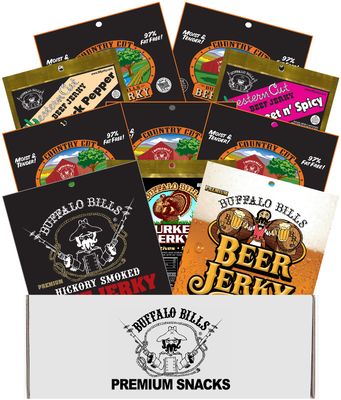 Buffalo Bills 10-Piece Low Carb Jerky Sampler Gift Box (10 packs of low carb jerky)