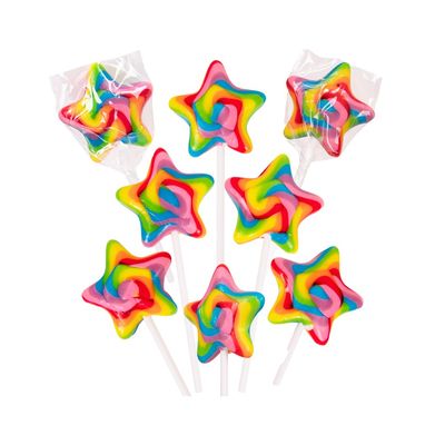Narwhal Novelties Star Lollipop, Bulk Candy Individually Wrapped, Christmas Candy Bulk, Christmas Candy Stocking Stuffers, Kids Birthday Party Favor, 2&quot; Large Rainbow Swirl Loliipops (Pack of 18)