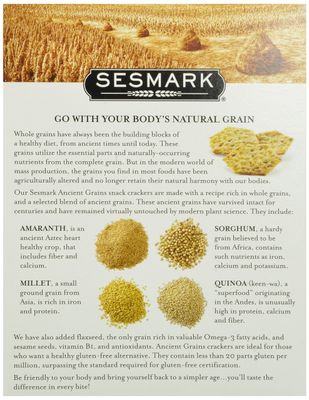 Sesmark Gluten Free Rice Crackers - Ancient Grains With Sea Salt - Non GMO Project Verified - 3.5 Ounce (Pack of 6)