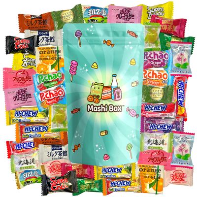 Mashi Box Japanese Candy Variety Pack - 40 Pieces - Gummies, Taffys, and Hard Candy Variety Pack