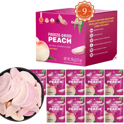 ONETANG Freeze-Dried Fruit Peach Chips, 9 Pack Single-Serve Pack, Non GMO, Kosher, No Add Sugar, Gluten free, Vegan, Holiday Gifts, Healthy Snack 0.35 Ounce