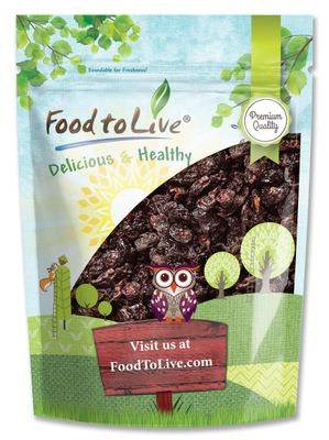 Food to Live Sun-Dried Dark Sweet Cherries, 8 Ounces - Unsweetened Whole Raw Pitted Fruits, Unsulfured, No Added Oil, Sugar or Preservatives. Soft &amp; Tasty. Great for Desserts, Salads and as a Snack.