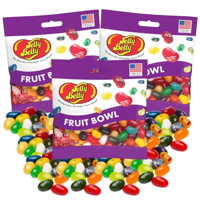Sweetzo - Fruit Bowl Jelly Bean Mix, Assorted Fruit Flavor Chewy Candy, Bulk Individually Bagged Shareable Candies, Pack of 3, 3.5 Ounces