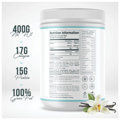 Revive Naturals Vanilla Multi Collagen Protein Powder - 400g - Unsweetened - 5 Types of Collagen Peptides - Hydrolyzed Grass Fed Bovine, Wild Caught Marine & Free-Range Chicken - Keto Approved