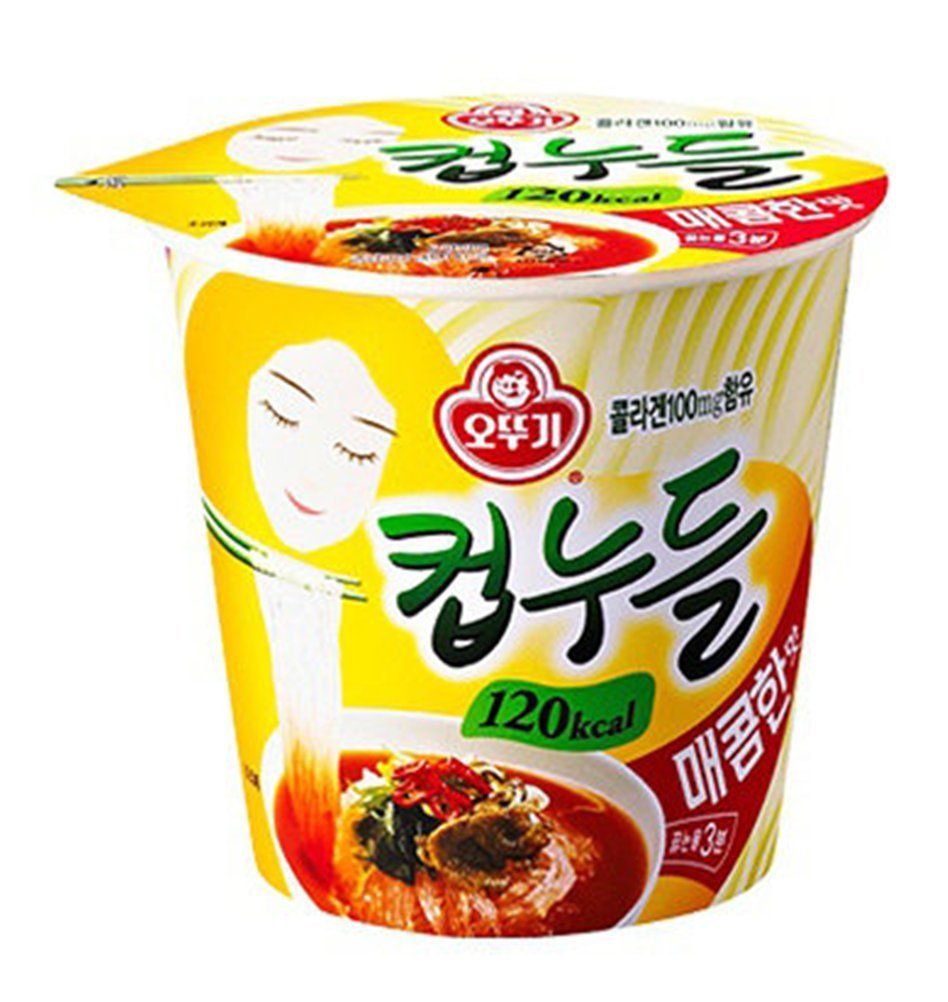 OTTUGI Korean Instant diet ramen low calories 120kcal diet snack,hot soup noodle (Spicy Noodles Flavour, 120kcal X 6pcs)