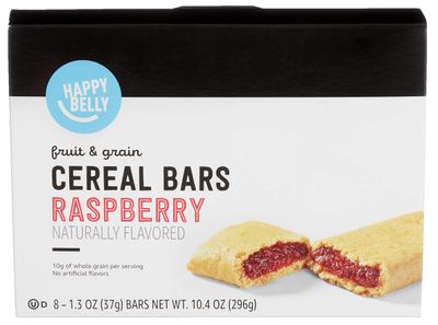 Amazon Brand - Happy Belly Fruit &amp; Grain Cereal Bars, Raspberry, 8 Count (Pack of 1)