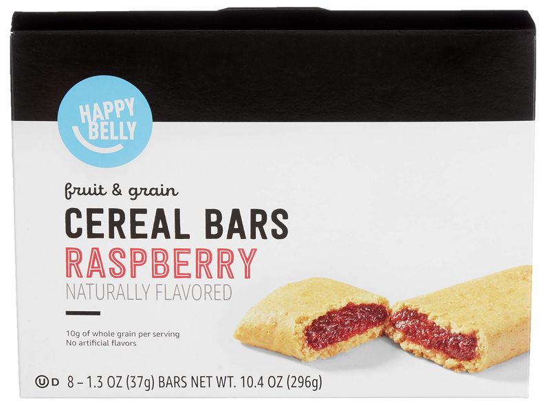 Amazon Brand - Happy Belly Fruit &amp; Grain Cereal Bars, Raspberry, 8 Count (Pack of 1)