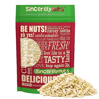 Sincerely Nuts - Raw Blanched Slivered Almonds  3 Lb. Bag  Delicious Guilt Free Snack  Low Calorie, Vegan, Gluten Free  Gourmet Kosher Food  Source of Fiber, Protein, Vitamins and Minerals
