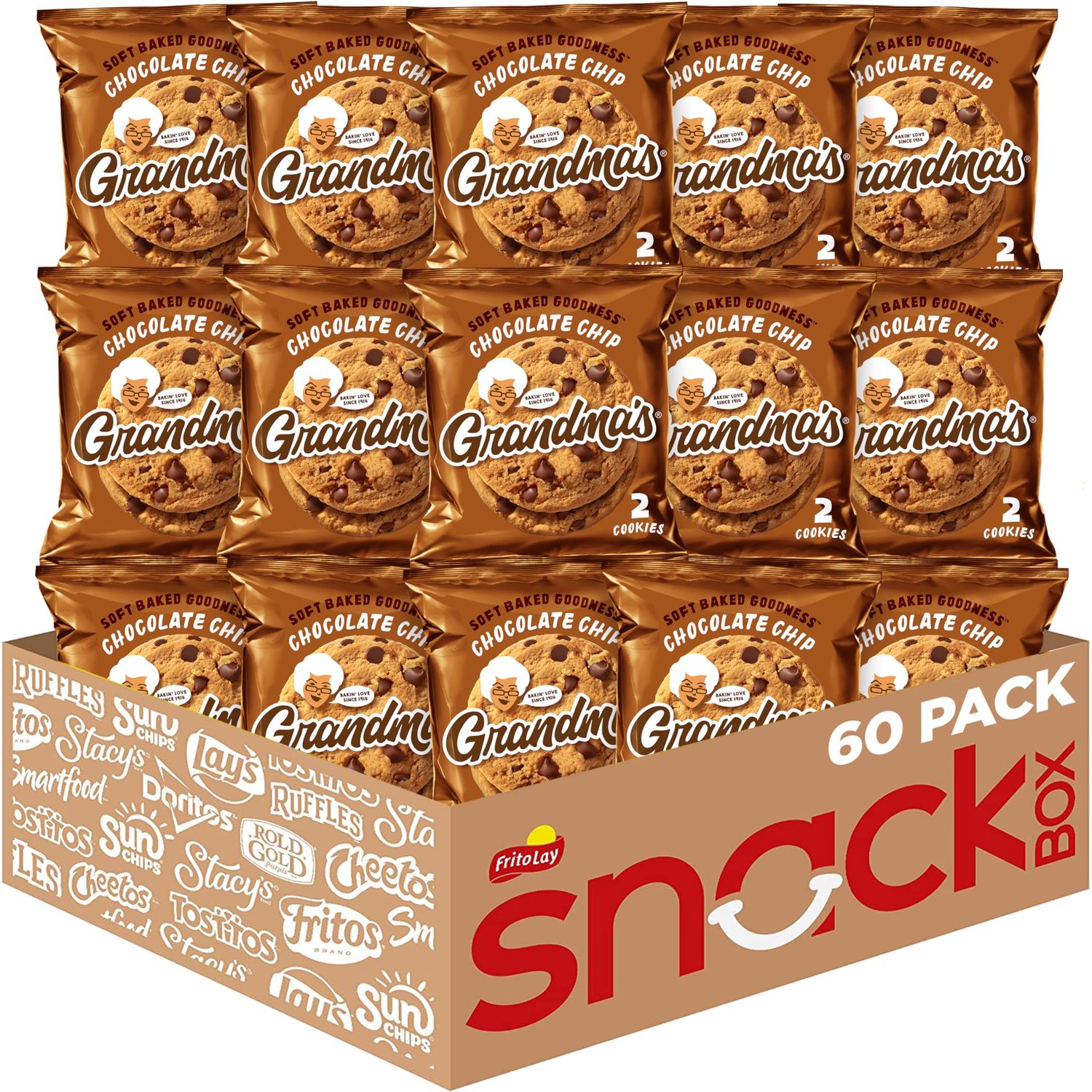 Grandma&#39;s Cookies, Chocolate Chip, 2.5 Ounce (Pack of 60)